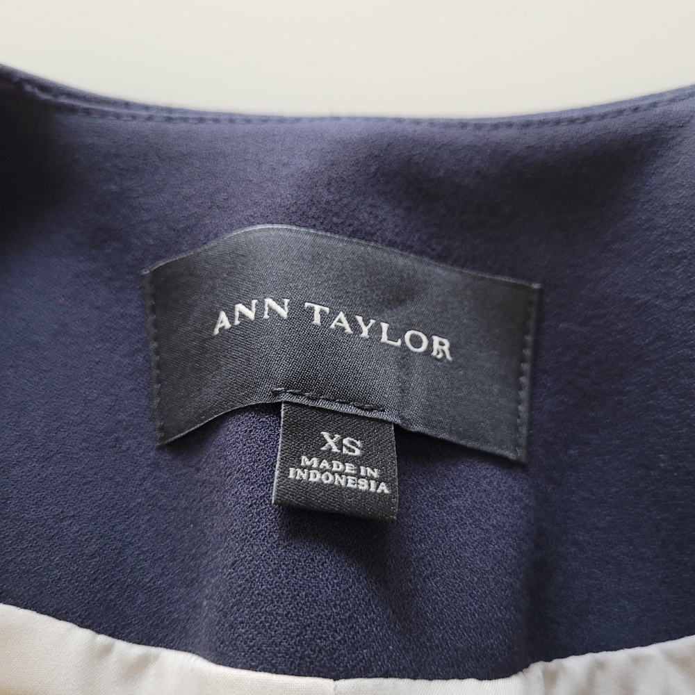 Ann taylor blue and cream color block blazer coat - Picture 3 of 11